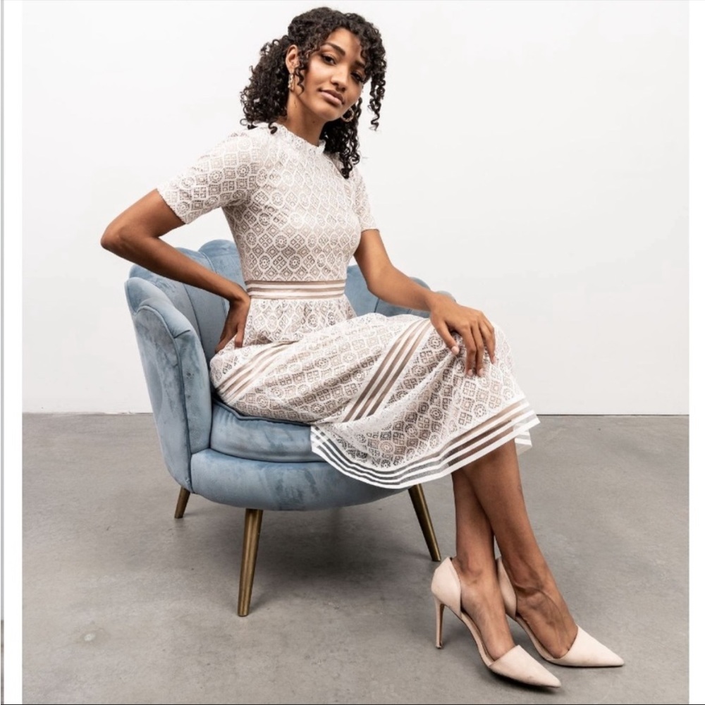 Baltic Born Cream Lace Midi Dress